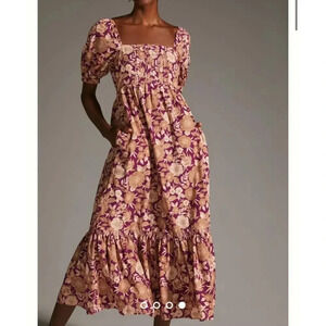 NWT Favorite Daughter Sz 4 (S) The Mirka Floral Puff Sleeve Open Back Maxi Dress